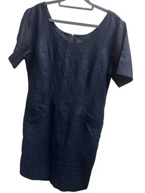 ELLEN ASHLEY 100% LINEN Sheath Short Sleeve Dress 12 Vintage 90’s Y2K Lined EUC